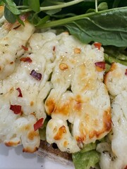 Close up of grilled halloumi salad