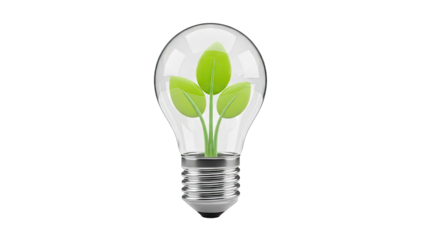 Light bulb with green plant sprout
