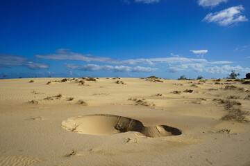 Captivating photo from Fuertaventura's sand dunes under a blue sky