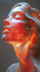 Minimalist Contemporary Art Sculpture of a Head In Abstract Form With Light Gradients Symbolizing Human Creativity and Modern Design