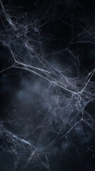 Dark abstract web pattern with fine threads on a shadowy background  