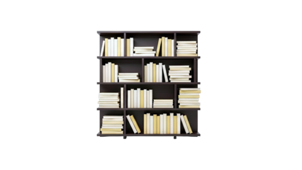 Dark Wood Bookshelf Filled with Cream and Yellow Books