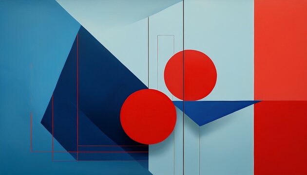 minimalist abstract geometry in blue and red - Powered by Adobe