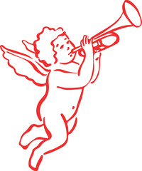 Valentine Day Love Line Icons Set with Romantic Symbols Red Vector Illustration