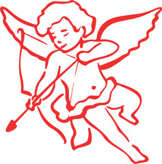 Valentine Day Love Line Icons Set with Romantic Symbols Red Vector Illustration