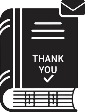 A graphic illustration of a thank you note with an envelope on a document