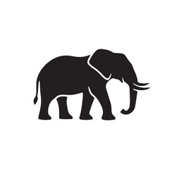Obraz premium Elephant Vector - Single Color Black Line Art. A detailed black vector illustration of an elephant. This is a single-color graphic with no white fill