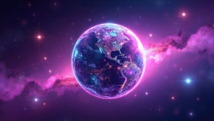 Fototapeta premium Vibrant Cosmic Earth in Space