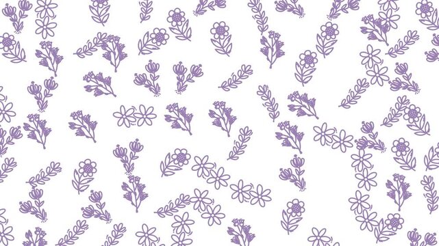 Pale purple sketched lavender and flower patterns, suitable for greeting cards, stationery, and digital backgrounds for various projects.