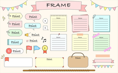 シンプルなフレームとあしらいのセット（カラー）