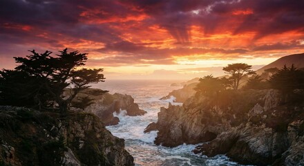 Naklejka premium sunset in the mountains