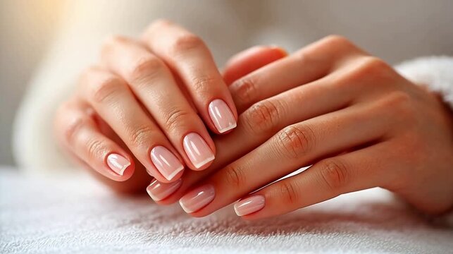 Closeup of hands with manicured nails