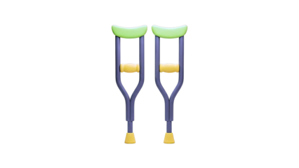 Pair of Modern Crutches with Green and Yellow Accents