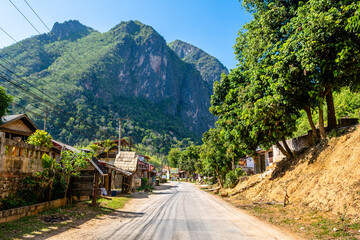 countryside town of nong khiaw in laos	