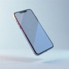 3D render of modern smartphone floating, isolated on transparent background, minimal shadow  
