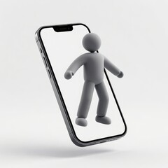 3D render of modern smartphone floating, isolated on transparent background, minimal shadow  