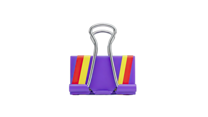 Purple Binder Clip with Red and Yellow Stripes