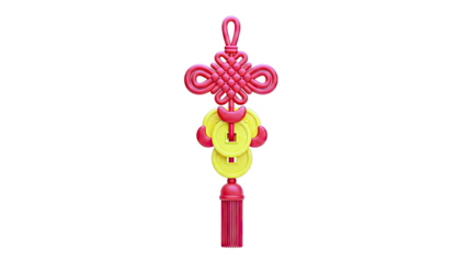 Red Chinese Knot with Coins and Tassel