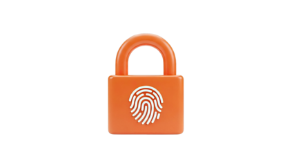 Orange Padlock with Fingerprint Icon