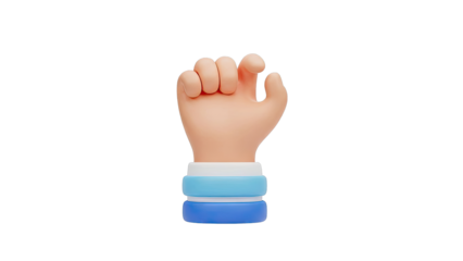3D Cartoon Hand Fist with Blue and White Bracelets