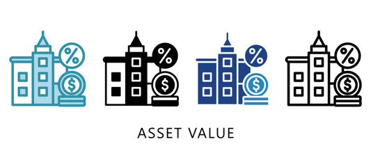 Fototapeta premium Asset Value Multi Style Icon. Mini Illustration Relate To Taxation, Financial Report. Use For Modern Concept, Ui, Ux Web And App Development.