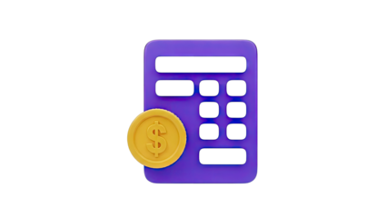 3D Calculator with Dollar Coin Icon