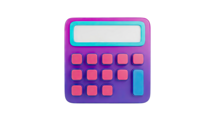3D Cartoon Calculator with Pink, Purple, and Blue Colors