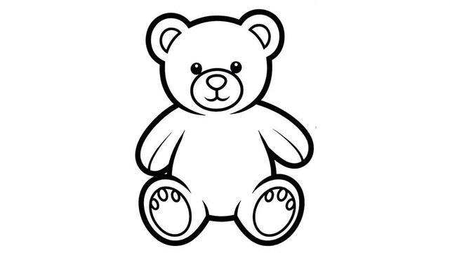 Clean minimalist video featuring a simple teddy bear outline illustration on a white background