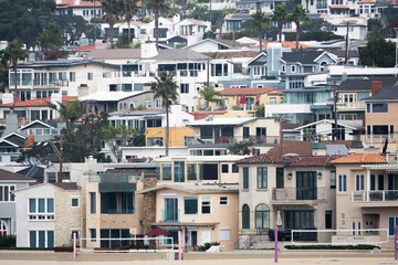 South Bay beach homes on terraced hillside in scenic Hermosa Beach California.  