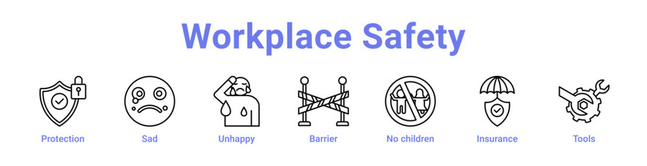 Fototapeta premium Workplace Safety Icon Banner and Collection