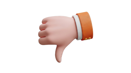 3D Cartoon Hand Giving Thumbs Down Gesture