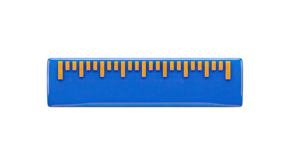 3D Blue Ruler Icon with Yellow Markings