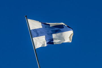 Flag of Finland waving in the wind