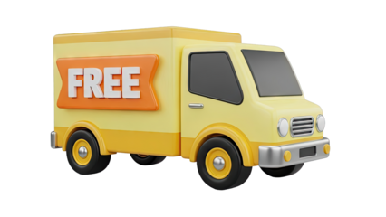 3D Cartoon Free Delivery Truck