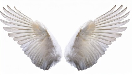 white feathered wings isolated on a white background