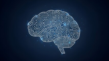 Digital Circuit Brain Illustration Futuristic Technology Concept