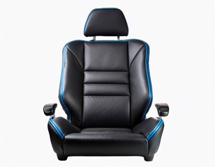 padded black seat with blue trim isolated on a white background