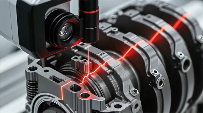 Automated industrial inspection system using laser scanning to measure precision engine components