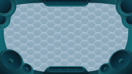 futuristic technology vector frame design with sound system and soundwave