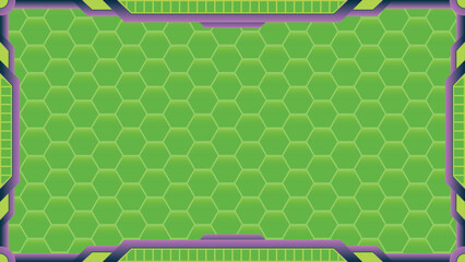 Futuristic technology vector frame design with neon green and purple colors