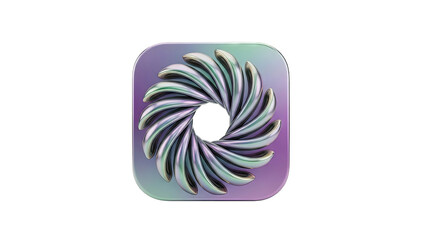 Iridescent Swirl Icon on Purple Gradient Square