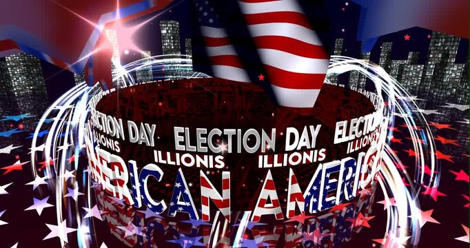Election Day in Illionis &ndash; American Voting, Democracy and Patriotic Background Video
