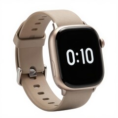 3D render of smartwatch with digital display, isolated on white background, photorealistic
