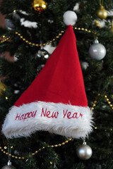 Santa hat with the inscription Happy New Year