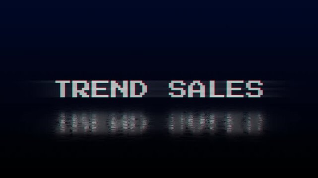 Trend sales text animation glitch pixel retro business digital suitable for financial reports, marketing presentations, and data visualization.