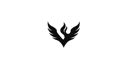 Obraz premium Modern Abstract Phoenix Bird Symbol with Wings and Fire Flame Silhouette on White. Creative Graphic Design Element for Power Logo.