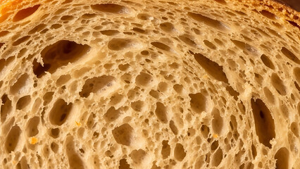 Close-up texture of sliced bread crumb