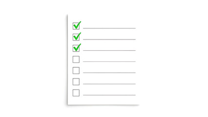 Checklist with checkmarks