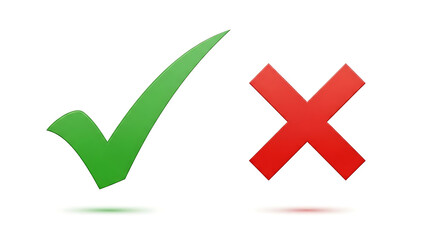Checkmark and cross comparison icons isolated
