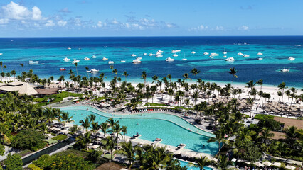 Punta Cana Skyline At Bavaro In Punta Cana Dominican Republic. Caribbean Skyline. Beach Landscape....